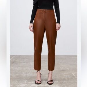Zara Faux leather pants in whiskey